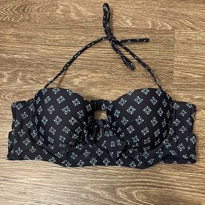 Aerie navy printed underwire bikini top, size 36B